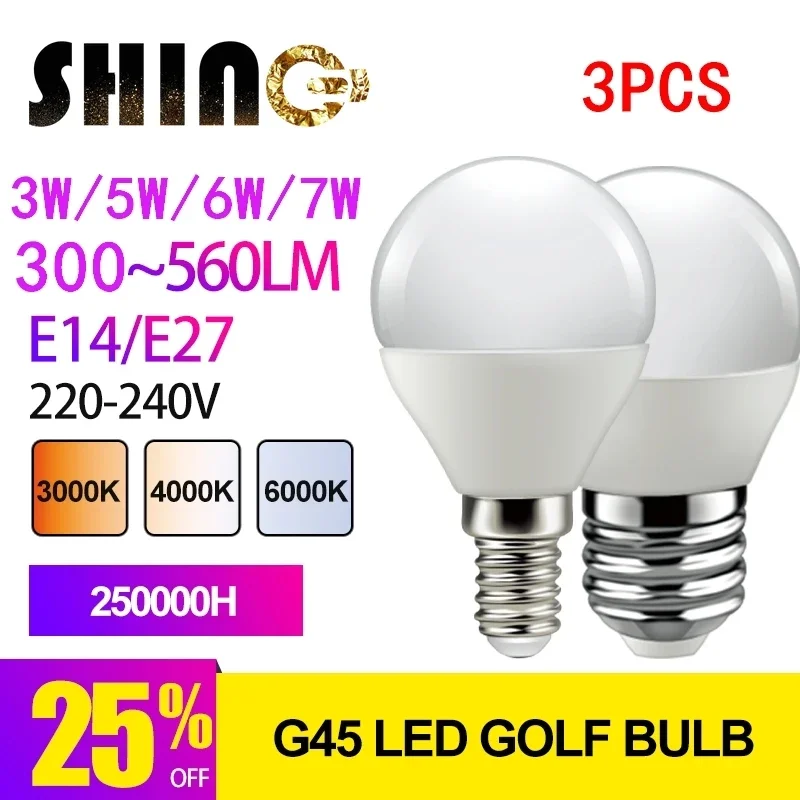 

3PCS Led Bulb G45 E27 E14 AC 220V-240V LED Lamp 3W 5W 6W 7W Warm Cold White Daylight Lamp lighting for living room