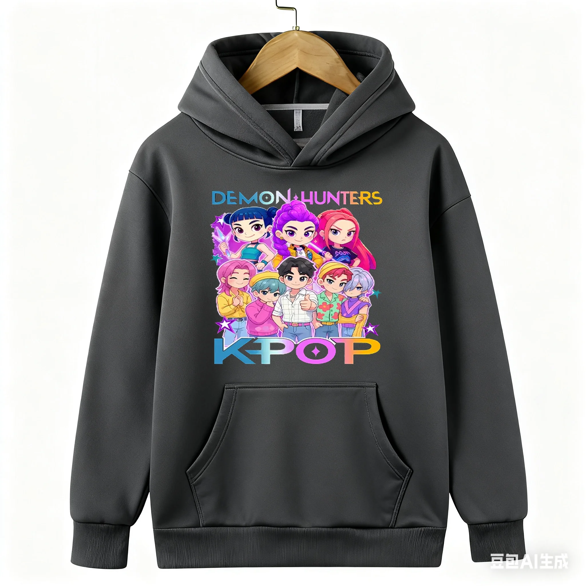 2026 جودة عالية الترويجية فتاة/الكبار شخصية كرتونية ملابس مطبوعة شيطان هنتر موضة عادية الخريف/الشتاء هوديي