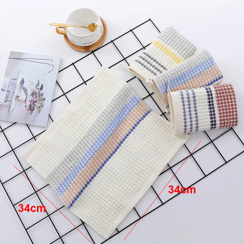 Cotton Towel Soft Absorbent Dishcloth Kitchen Dish Rags Honeycomb Breathable Face Wash Towel Household Cleaning Cloth Wash Cloth