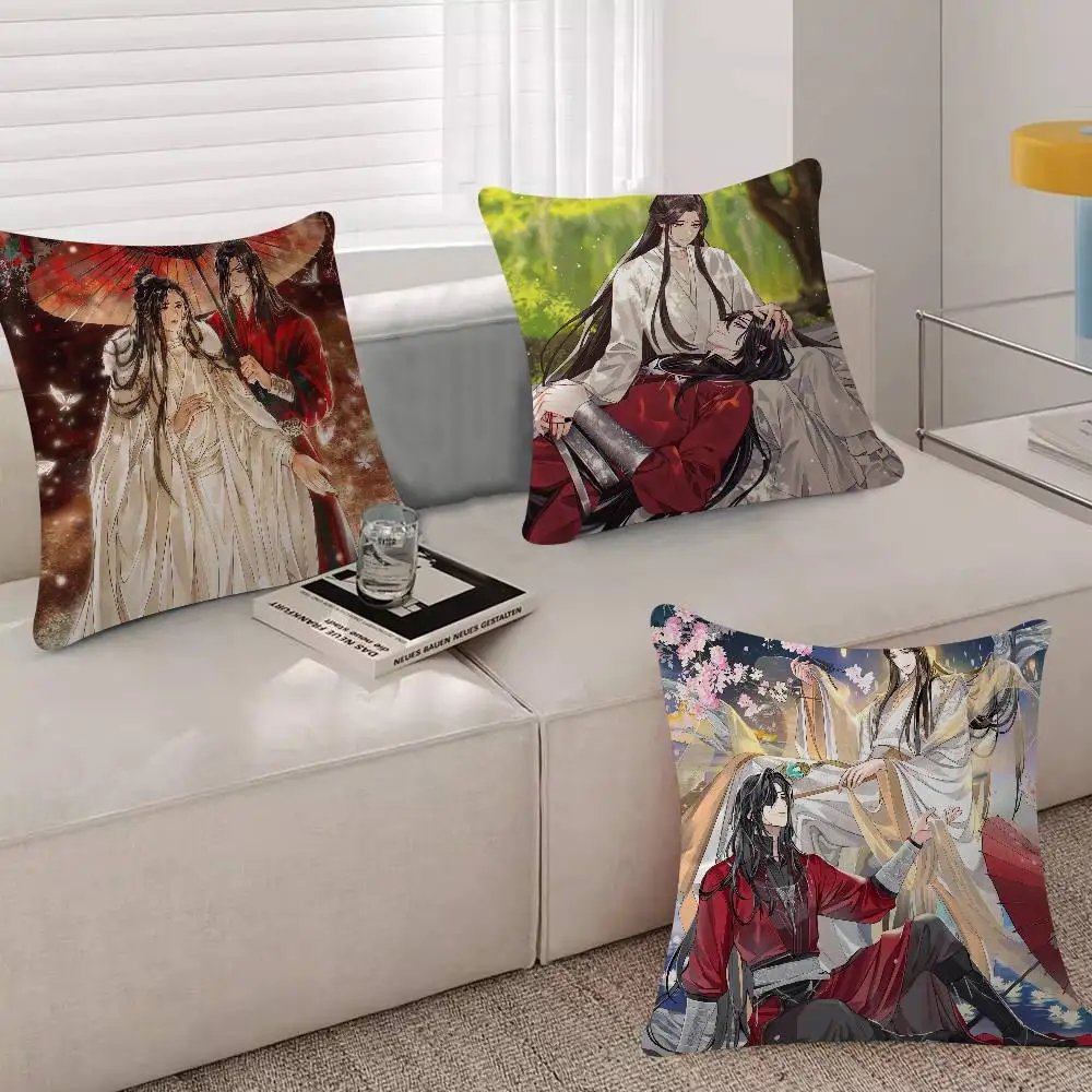 Anime Heaven Official's Blessing 45*45cm Cushion Cover Cushion Covers Natural Linen Breathable Sofa Bedroom Decor Pillowcase