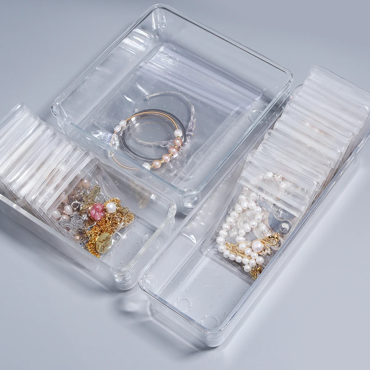 Transparent Acrylic Jewelry Storage Box Cosmetics Organizer Holder for Earing Ring Jewelry Desktop Storage Clear Plastic Trays