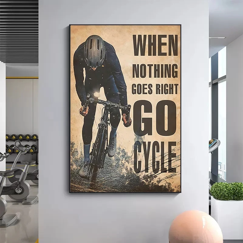 Vintage Motivational Cycling Art Poster Print Sport Bike Wall Art Canvas Painting Retro Inspiring Quotes Picture Home Decor