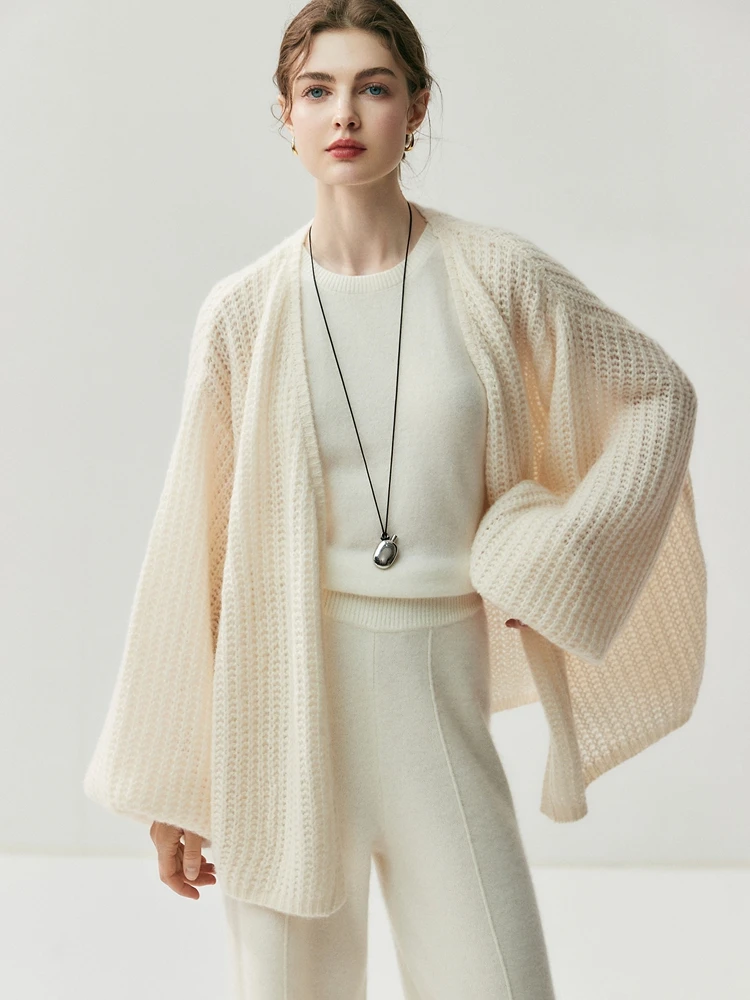 MEETCC المرأة 100% سترة الكشمير فضفاضة الخريف الشتاء تريكو سترة الموضة غير رسمية تنوعا لينة الدافئة مريحة #5