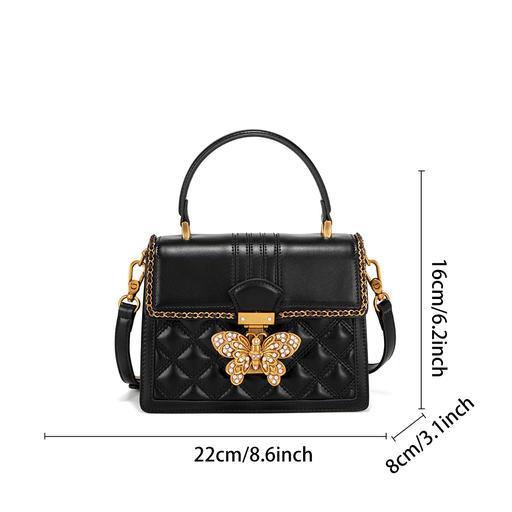 Women's handbag 2026 autumn/winter new diamond grid butterfly lock unique design shoulder bag commuting versatile crossbody bag