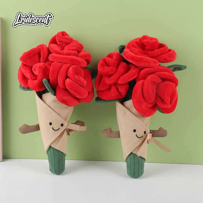 Qixi Valentinstag Geschenk Rosenförmige Plüschpuppe Geständnis Geschenk für Freundin Rosenstrauß Plüschfigur