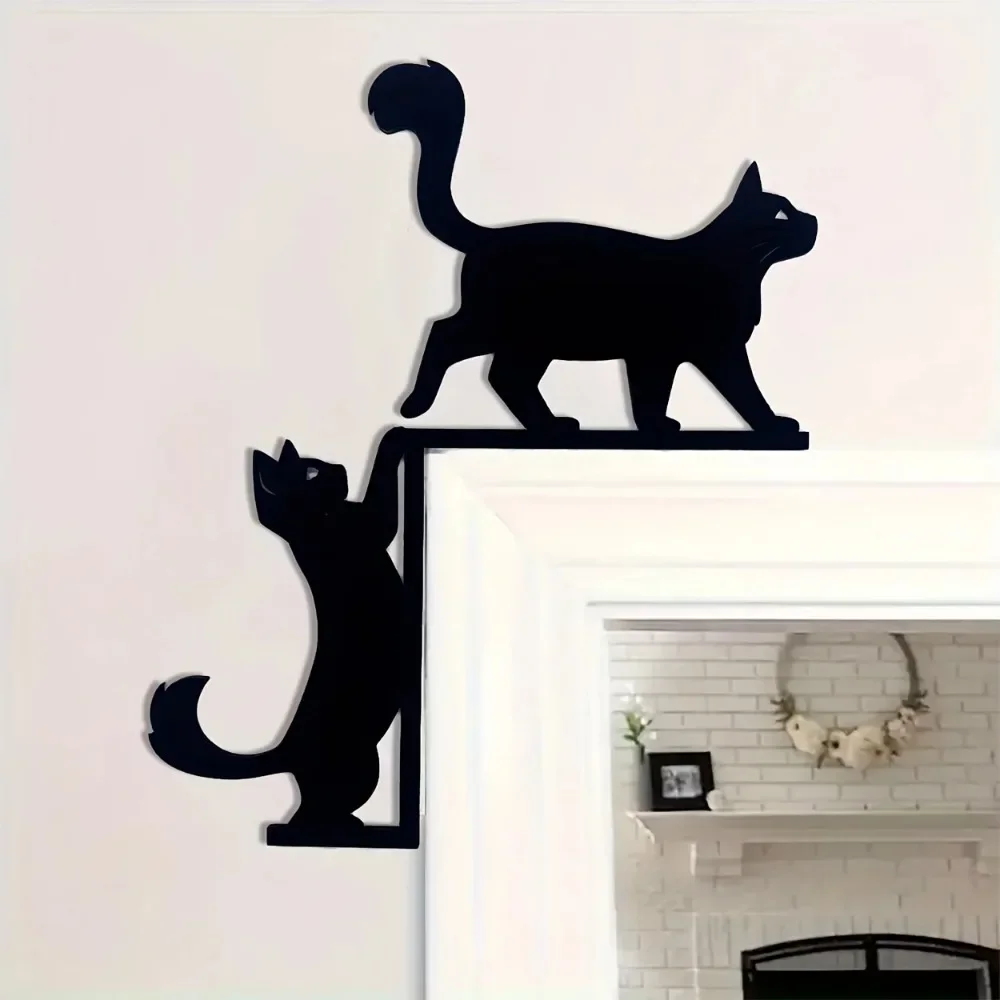 CIFBUY Black Cat Metal Wall Art Iron Sculpture Vintage Farmhouse Animal Hanging Decor Waterproof Pantry Door Home Patio Plaque