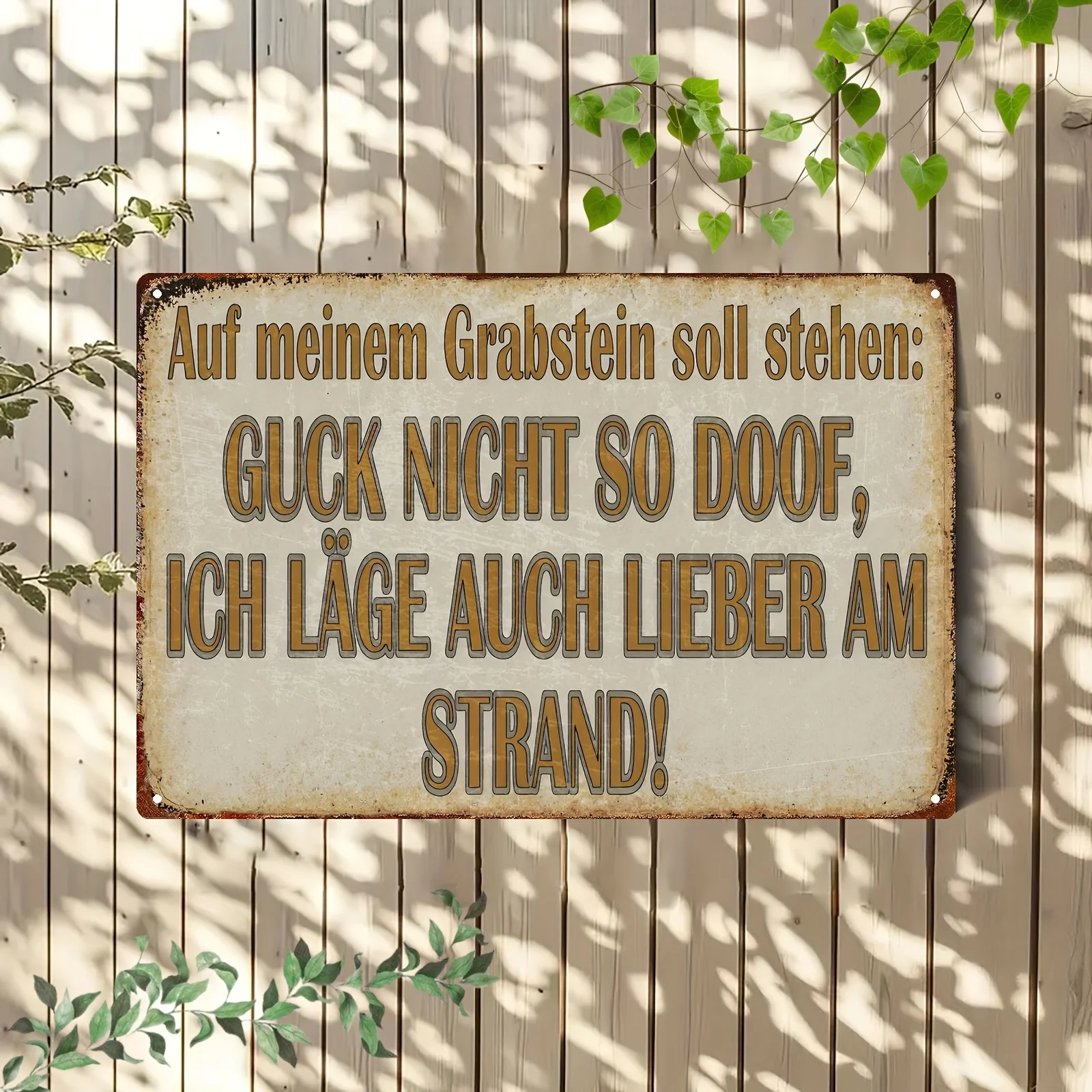 2D Flat -. Vintage German Humor Aluminum Sign, 8.0X12.0 inch, Rustic Wall Decoration with The Inscription 