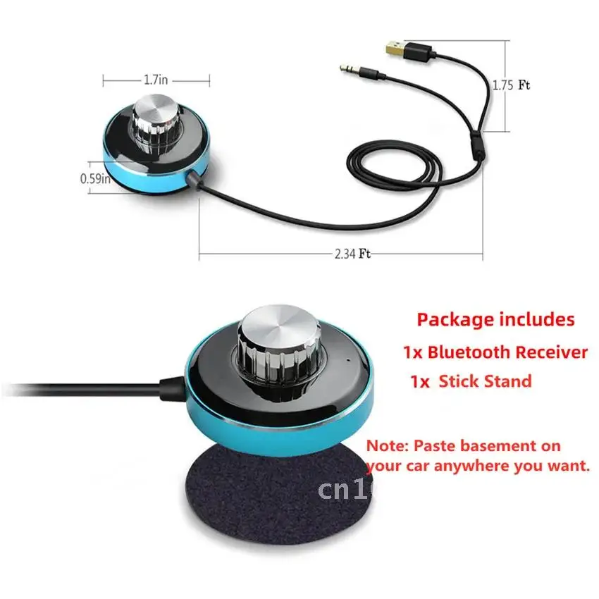 Receptor Bluetooth 5.0 do carro, 3.5mm AUX Jack, Adaptador sem fio estéreo, Microfone para alto-falante, Amplificador, Auto On, Transmissor de áudio