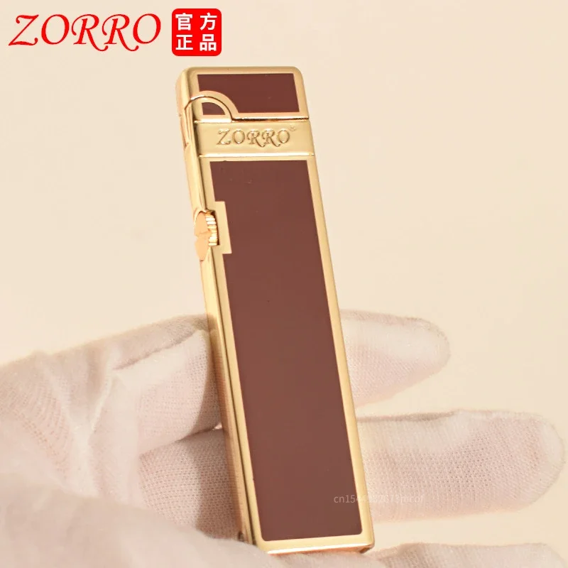 ZORRO Metal Thin Strip Grinding Wheel Kerosene Lighter Exquisite Mini Portable Pure Copper Windproof Lighter Men\'s Smoking Gift