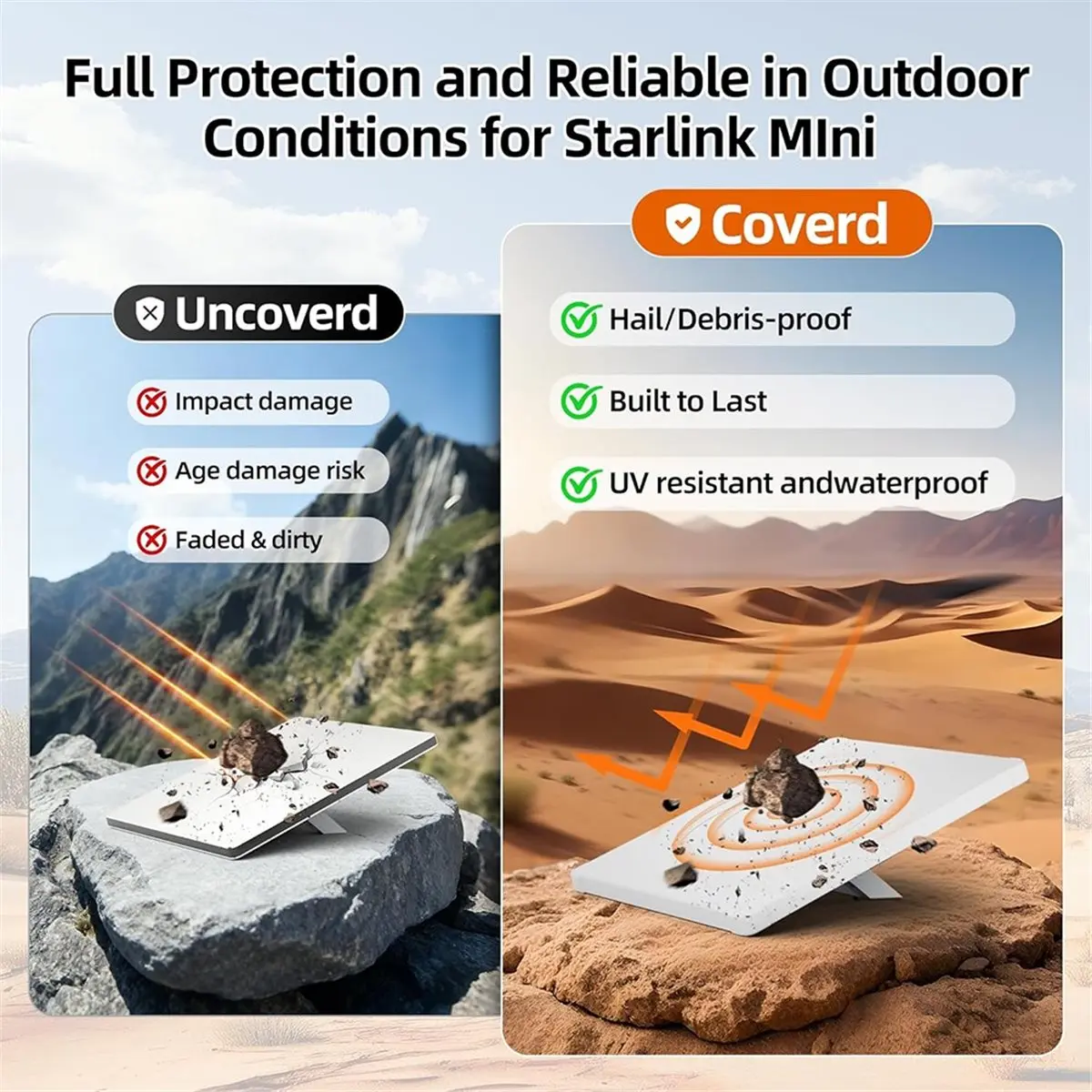ABKM Silicone Protective Cover with Hexagonal Heat Dissipation Vents,4X Shock-Absorbing Reinforced Corners for Starlink Mini