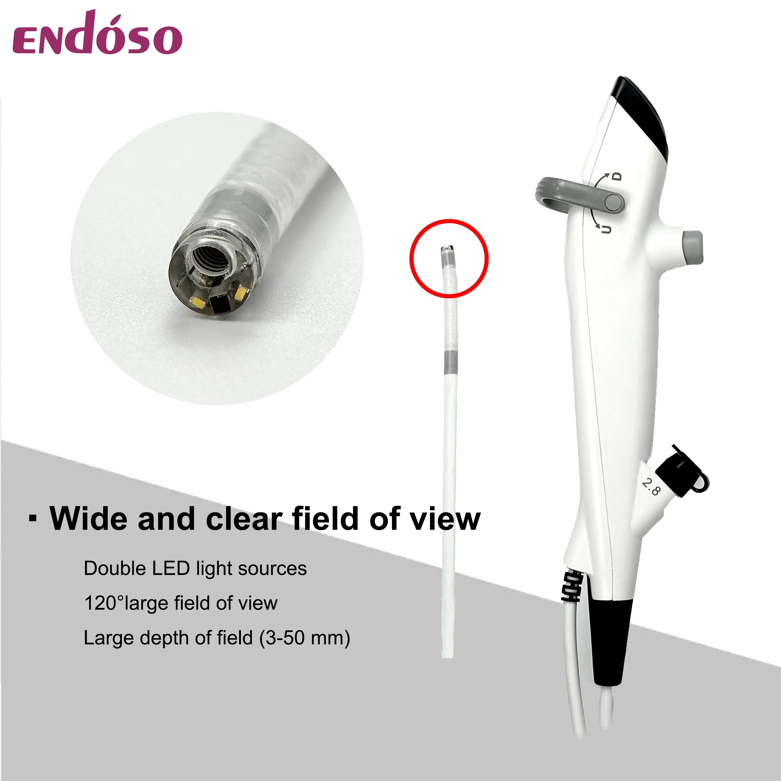 Endoscopio desechable Nasal ENT, bronceoscopio de vídeo de fibra óptica, endoscopio Flexible médico 2,2 2,4 2,8mm