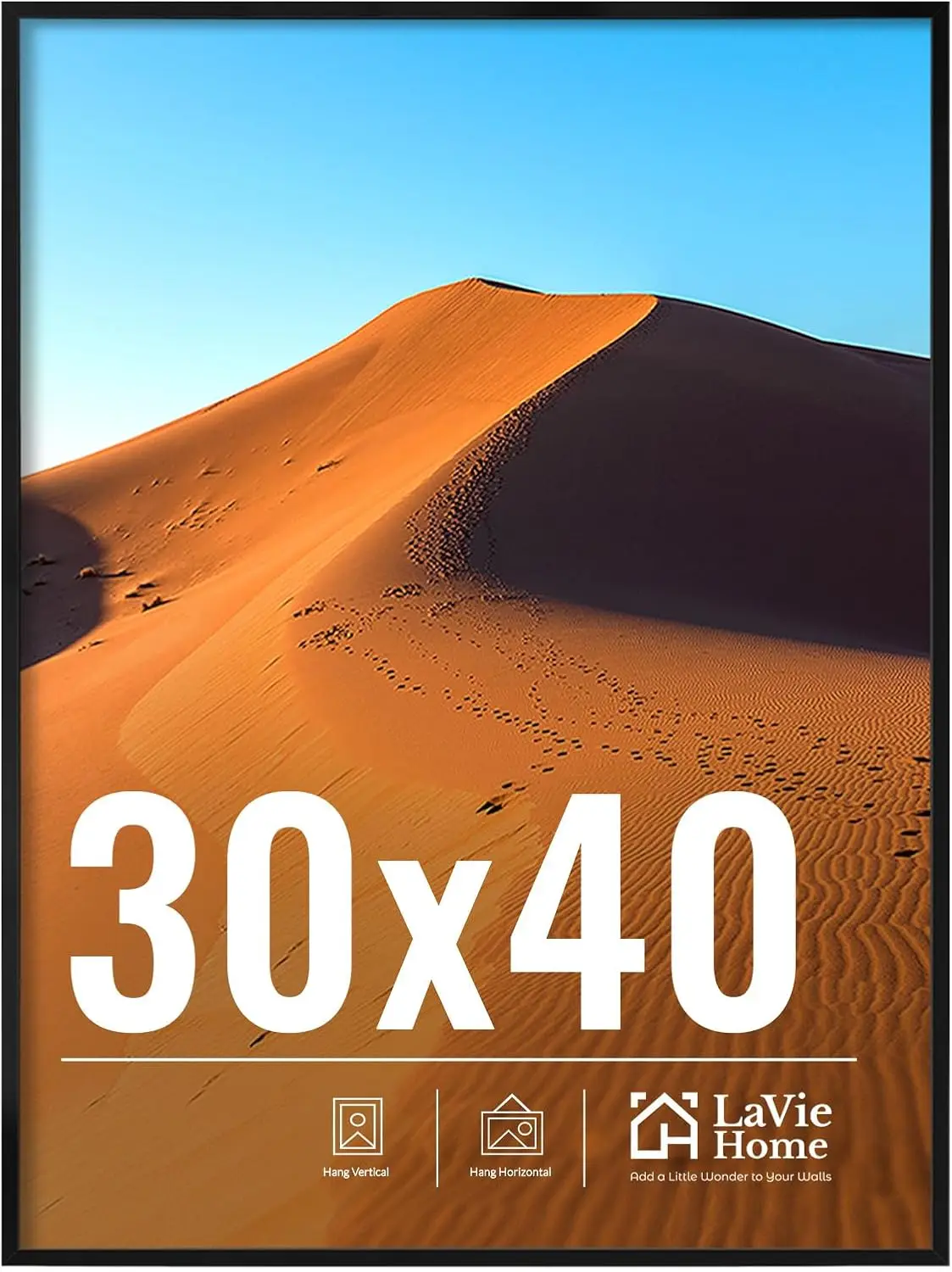 

30x40 Picture Frame for Wall Display, Black Frame with HD Plexiglass, Classic Design for Vertical or Horizontal Hanging, 1 Pack