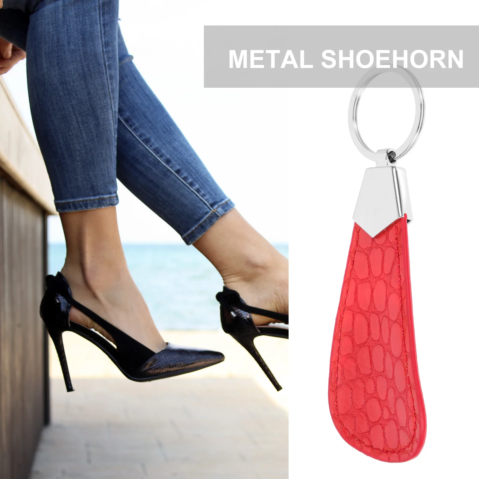 

2pcs Metal Shoe Horn Pu Portable Shoe Lifter For Home Travel Household Helper Slip-Resistant Short Handle Accessory