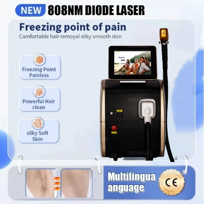 Professional 3 Waves IPL Diode Ice Titanium Body Hair Removal Machine 2024 Portable  Alexandrite Device permanent hair removal