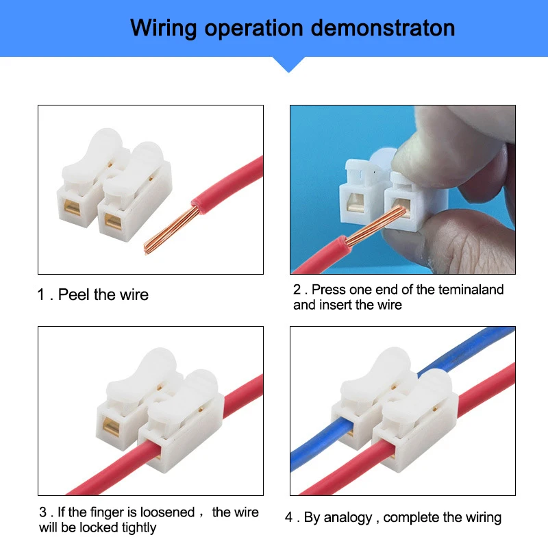 10Pcs CH2 Quick Splice Lock Wire Connectors Electrical Cable Terminals For Easy Safe Splicing Into Wires