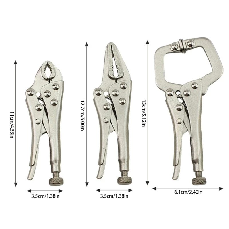 Pack of 3 Large Capacity Multipurpose Clamps Pliers for Wide Ranges Object Applications