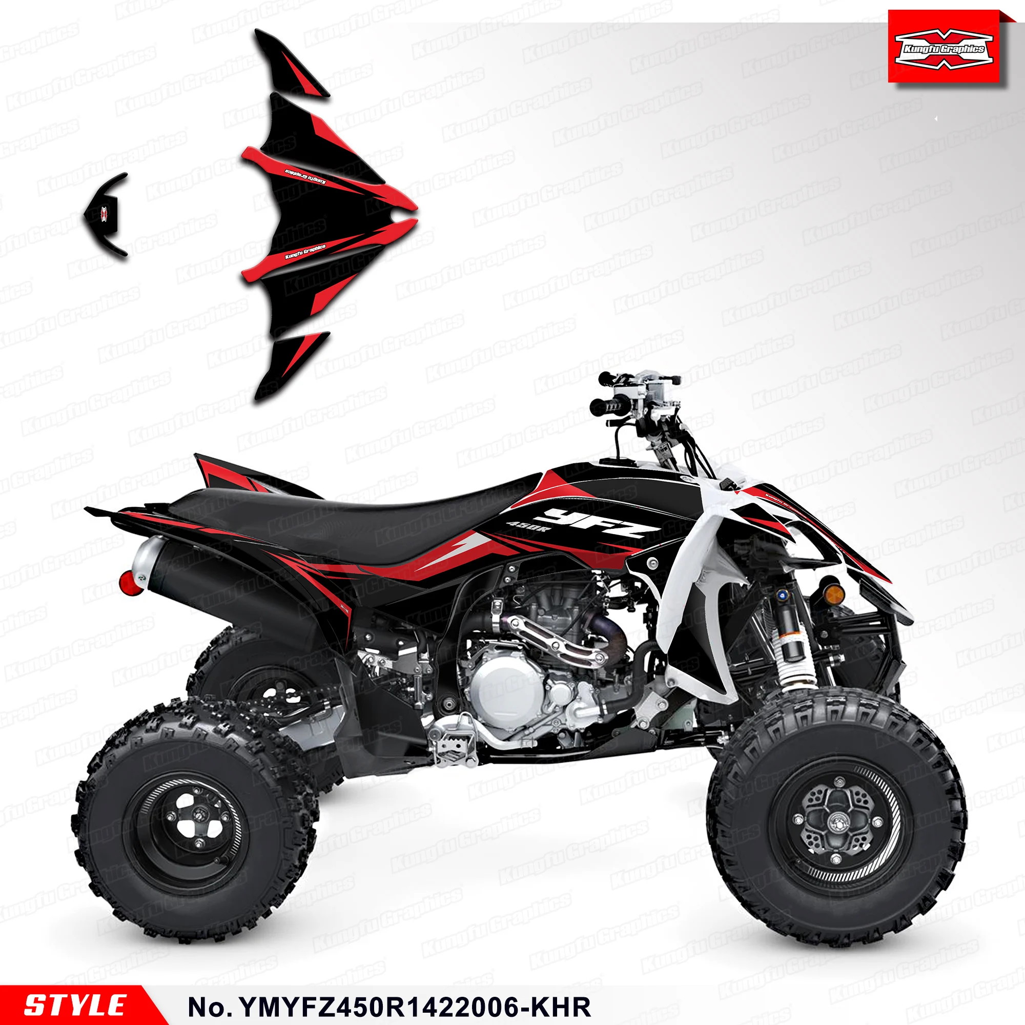 

Наклейки KUNGFU GRAPHICS в сборе для YAMAH YFZ450R YFZ 450R 14 15 16 17 18 19 20 21 22 23 24 25, YMYFZ450R1422006-KHR
