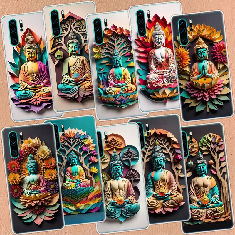 Origami Paper Cuttings Buddha Phone Case For Huawei P50 Pro P40 P30 Lite P20 P10 Coque Mate 10 Lite 20 30 40 Pro Cover Capa Shel