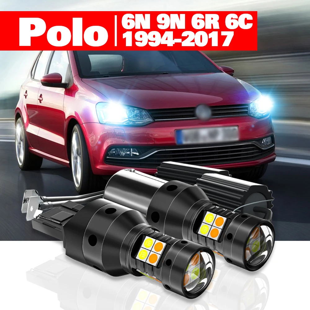 For VW Polo 6N 9N 6R 6C 1994-2017 2pcs LED Dual Mode Turn Signal+Daytime Running Light DRL 2001 2008 2009 2010 2016 Accessories