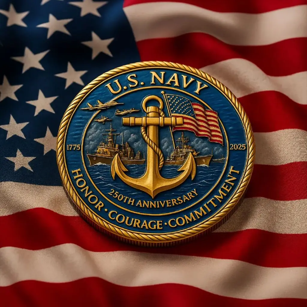 

250th Anniversary U.S. NAVY Commemorative Coin Military Craft Collectible Gift Souvenir Veterans/Family/Friends Patriotic Fans