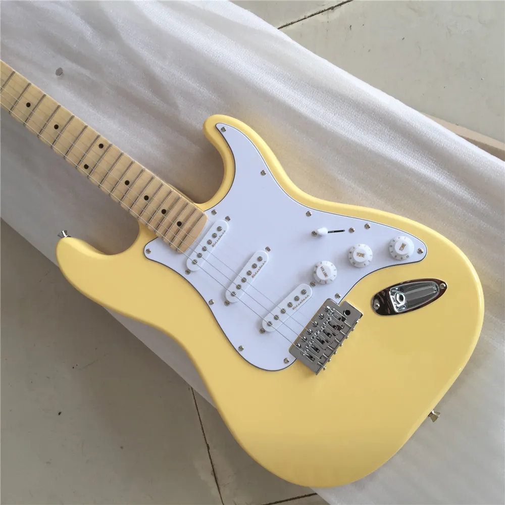 

New!!! Scalloped Fingerboard Yngwie Malmsteen Guitar, Big Head ST Electric Guitar, Vintage cream white,Brass nut,free shipping