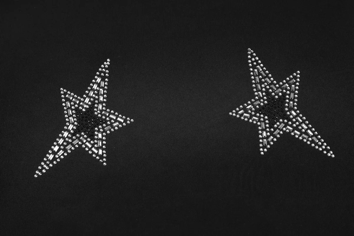 Diamantes estrelas verão camisetas moda feminina o-pescoço manga curta magro casual streetwear colheita topos todos os jogos camisetas clubwear