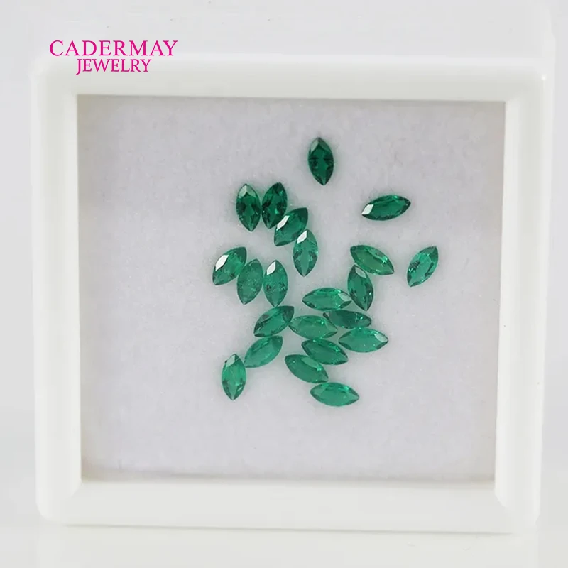 Muzuo Green Lab Grown Emerald 1.5x3mm-4x8mm Marquise Cut Hydrothermal Emerald With Inculsions For Emerald Jewelry