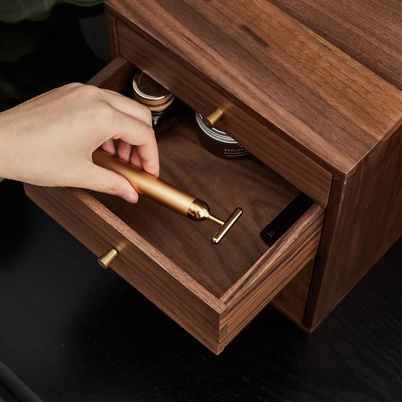 Black walnut three layers, small drawers, cabinet desktop, multiple layers, drawers, storage