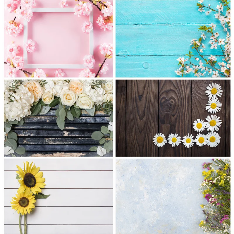 

ZHISUXI Spring Flowers Petal Wood Plank Photography Backdrops Wooden Board Baby Pet Photo Background Studio Props Decor MHZ-06