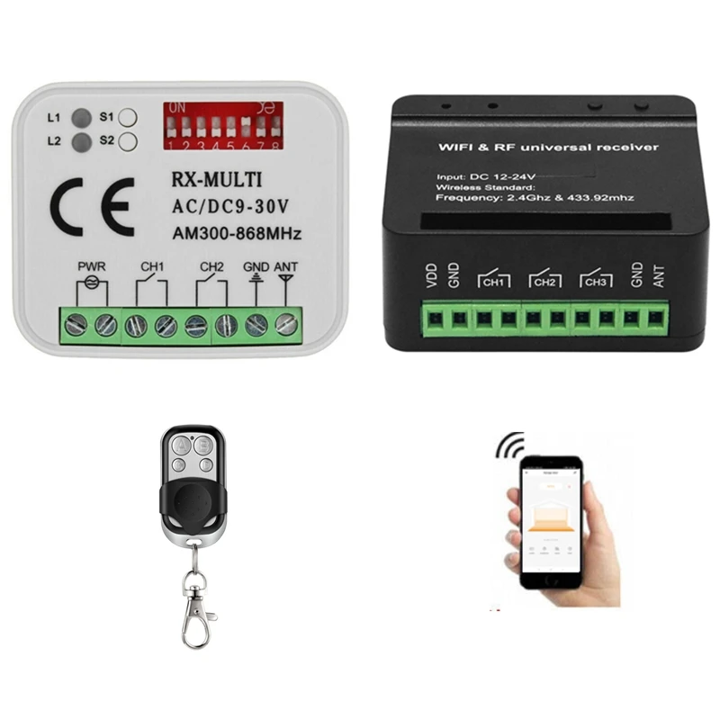 Wifi Universal Garage Door Remote Control Receiver Controller Switch For 433 868 MHz Transmitter RX Multi Frequency 300-900Mhz