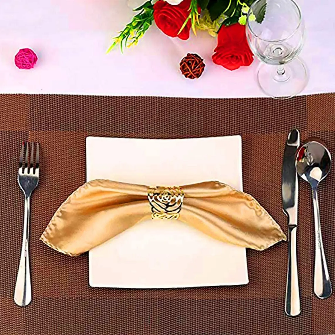 Napkin Ring, 12-Piece Metal Napkin Buckle Holder, Suitable for Wedding Party Dinner Table Decoration (Rose Gold) HOT