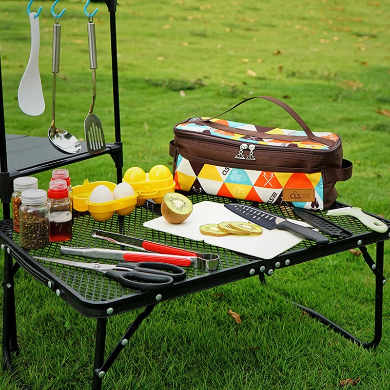 Portable Stainless Steel Kitchenware Set, Outdoor Camping , Picnic Barbecue, Knife, Scissors, Spoon, 11 Pcs