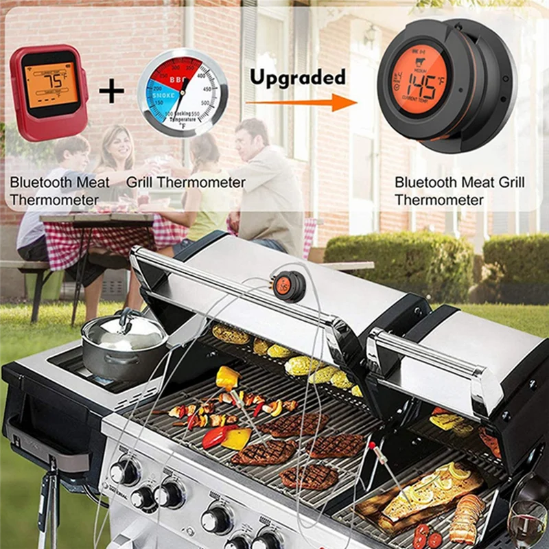 A96I-Termometer Daging/Makanan Barbekyu Pintar Bluetooth Digital Nirkabel untuk Makanan Daging Panggangan dan Oven Arang Barbekyu