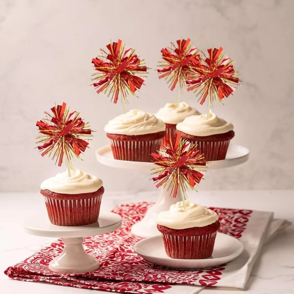 10-30 قطعة الألعاب النارية قطاعات الكيك عيد الميلاد السنة الجديدة كعكة ديكور احباط المسواك لعيد الميلاد ، نزهات ، بار ، حفلة عيد ميلاد #6