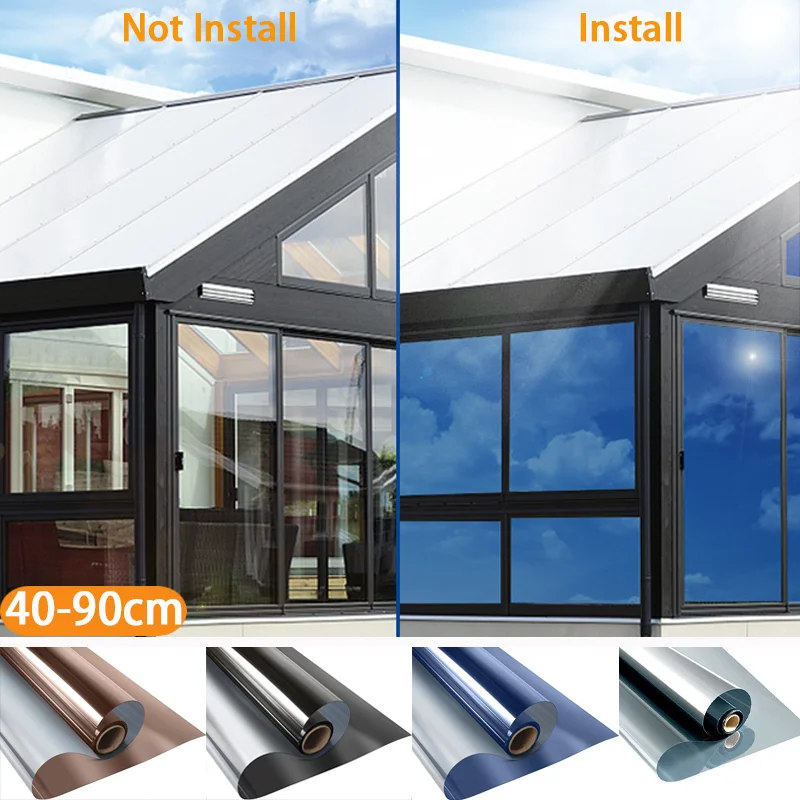 Folia ochronna na okna domu Winylowa folia odczerniająca do szkła Lustro Folia przeciwodblaskowa Folia okienna Ochrona przed promieniowaniem UV Izolacyjne naklejki na okna