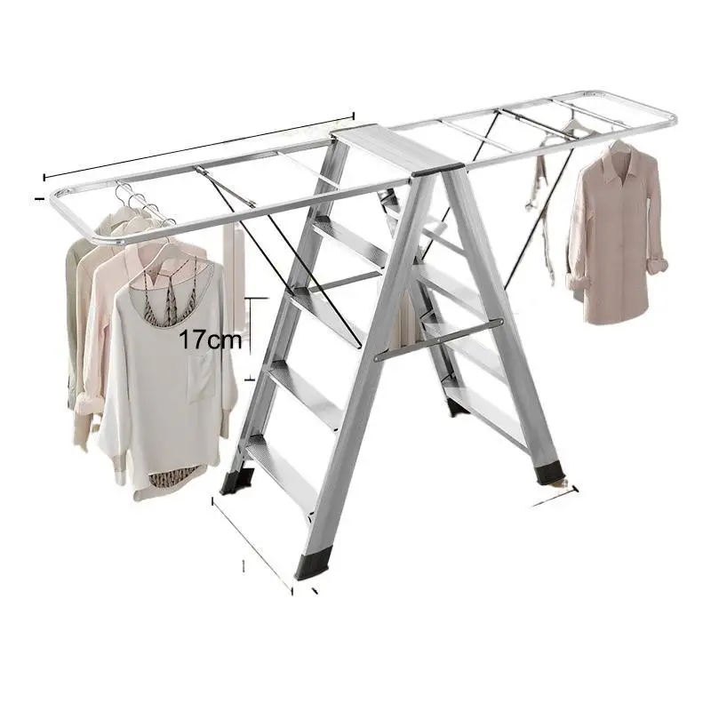 

Ladder drying rack, indoor multi-functional dual-purpose, telescopic folding herringbone ladder, household thickened quilt