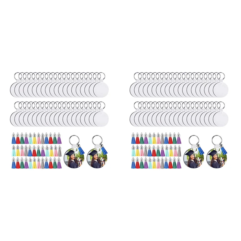 200 Uds. Llavero en blanco de sublimación de MDF a granel, llaveros en blanco de sublimación con llavero de doble cara para hacer manualidades DIY