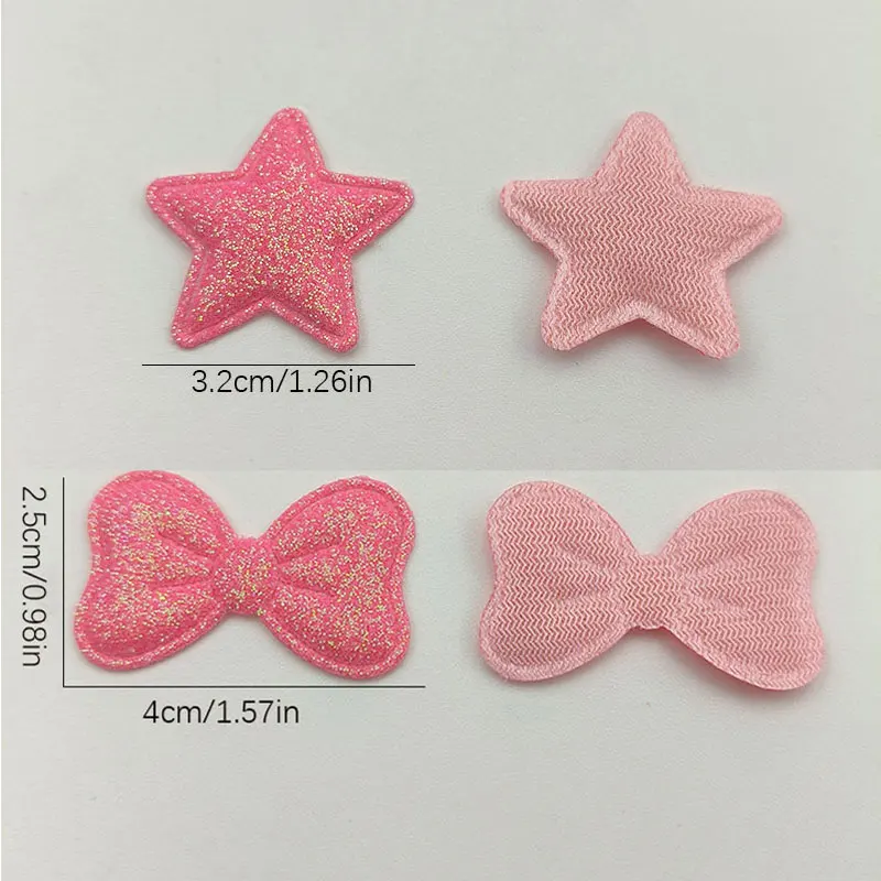 60 Stück glänzende Glitzer-Stern-Schleifen-Applikationen zum Selbermachen von Haarspangen, Taschen, Hüten, Accessoires, Dekorationsaufnähern – Detail 4