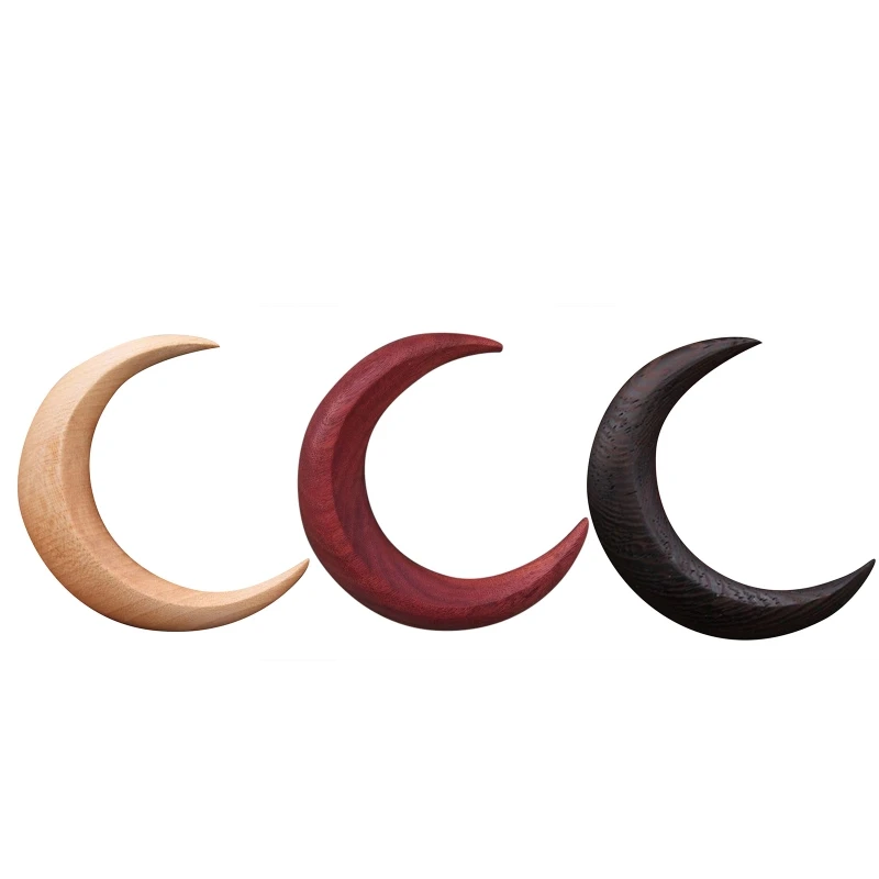 Simple Hand Carved  Moon Hairpin Handmade Hair Fork Crescent-Shaped Hairpin Barrettes for Wedding Ceremonies