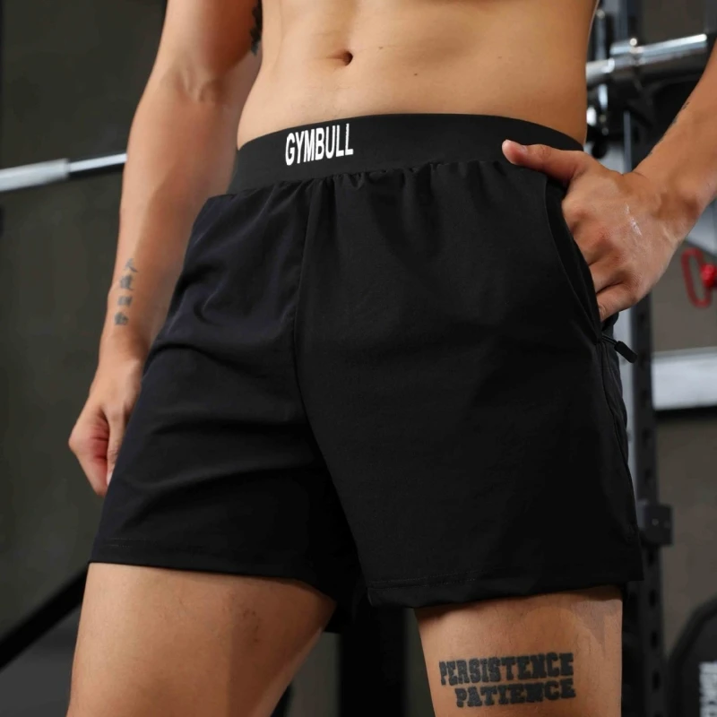 Men's Quick Dry Ice Silk Gym Shorts with Zipper Pocket Elastic Stretch Breathable Workout Running Athletic Shorts No Liner.