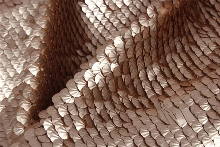 Metallic Fish Scale Stage Gold Sequin Fabric for Clothing  Wedding Dress Garmen Designer Fabric Wide 130cm Sold By the Yard