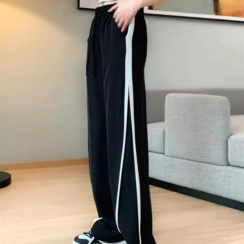 Women\'s Spring Autumn Sportswear Suit Korean Elegant Fashion Sports Long Sleeved Shirt+Suspenders+Wide Leg Pants Three Piece Set