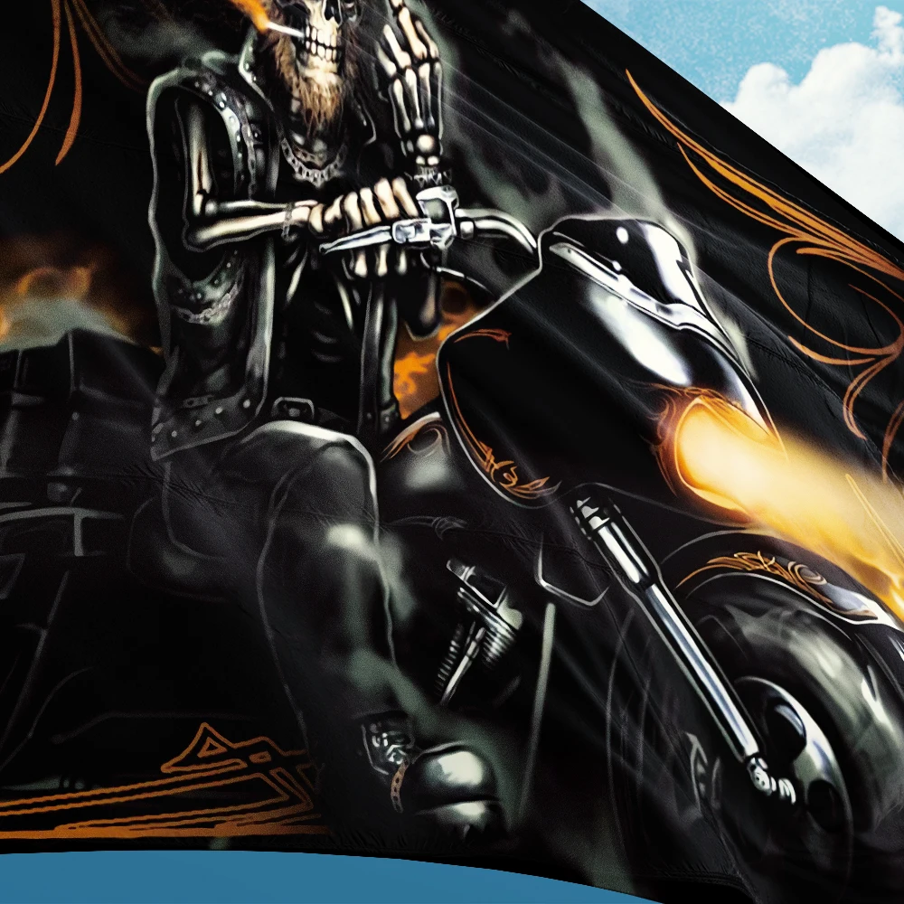The Evil Darkness Skull With Smoking Middle Finger Flag Motorcycle Biker 3ft x 5ft Polyester Banner Flying 150* 90cm Custom