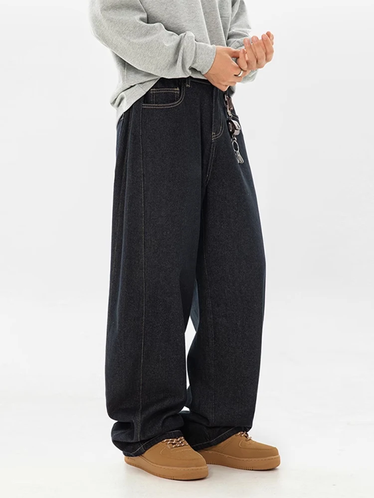 

Мужские джинсы в американском ретро-стиле, весенне-осенние, прямые, свободные, широкие брюки, уличный стиль, повседневные брюки, модные брендовые джинсы