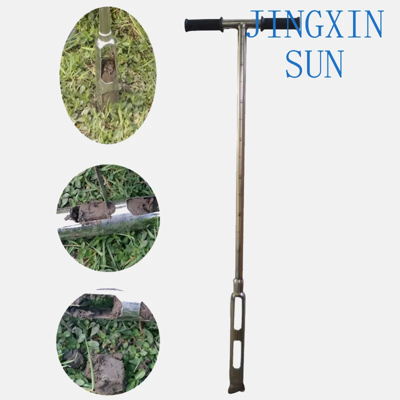 40''Soil Sampling Probe Stainless Steel Soil Test Probe Sampler with Foot Peg Inspection Soil Probe Rod (Dunch-Type)