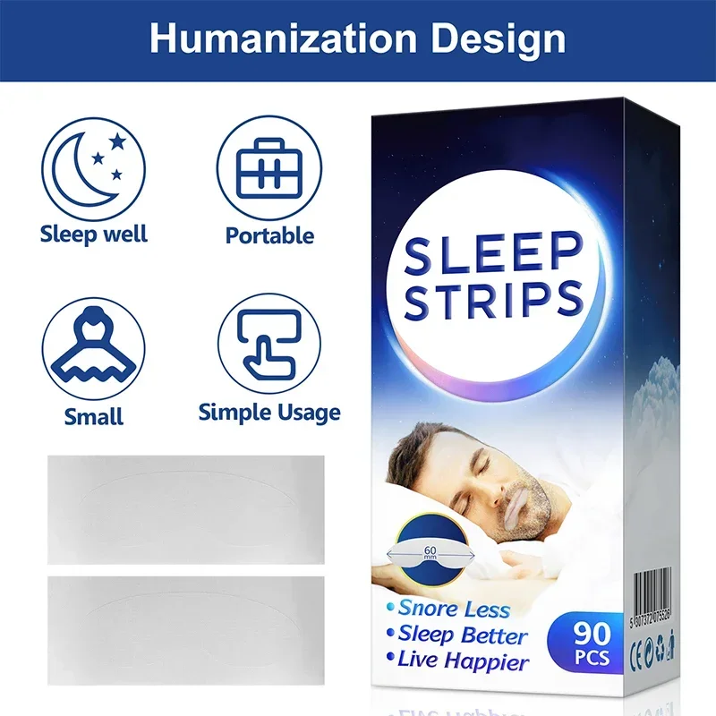 90pcs/box Sleep Strips Anti Snoring Patch Closed Mouth Breathing Patch Suitable for Men and Women Sleep Patches