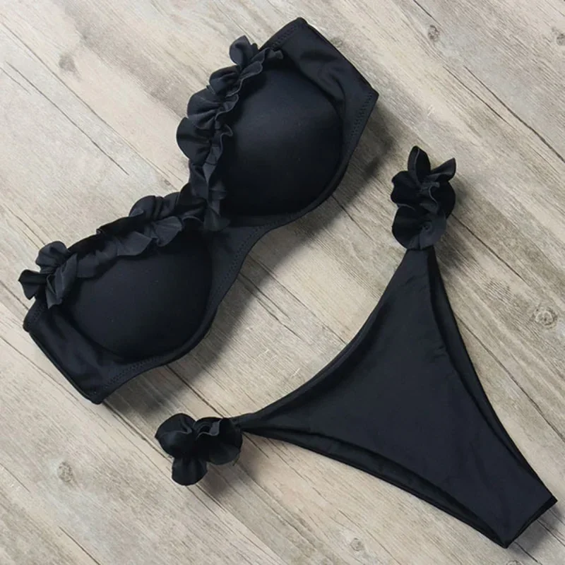 Bandeau strój kąpielowy bikini kobiety strój kąpielowy seksowne stringi wzburzyć Bikini Set Push Up strój kąpielowy damski brazylijski strój