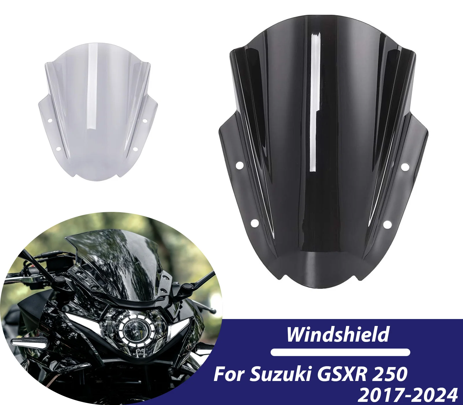 Parabrisas para GSXR 250, Deflector de Viento, Pantalla Frontal para Suzuki GSXR 250 GSX-R 250 2017-2024, Accesorios para Motocicleta