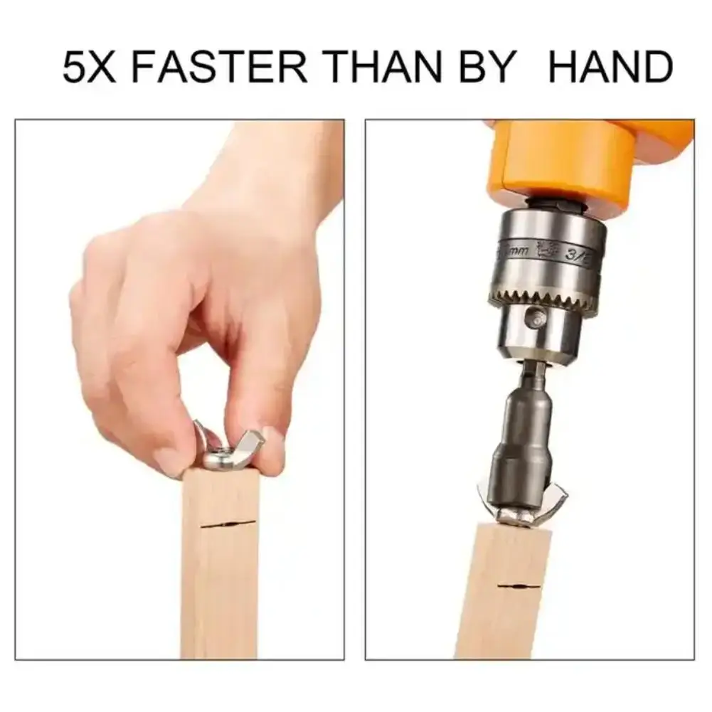 Power Wing Nut Driver Set,Slot Nuts Drill Bit Socket Wrenches Tools Set,1/4 Hex Shank Drills Bits For Panel Screws Eye Hook Bolt