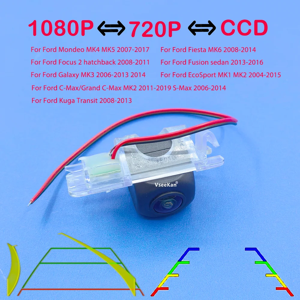 170 Degree AHD 1920x1080P Rear View Camera For Ford Focus 2 hatchback Mondeo MK4 MK5/C-Max MK2 Fiesta MK6 MK1 Kuga Night Vision